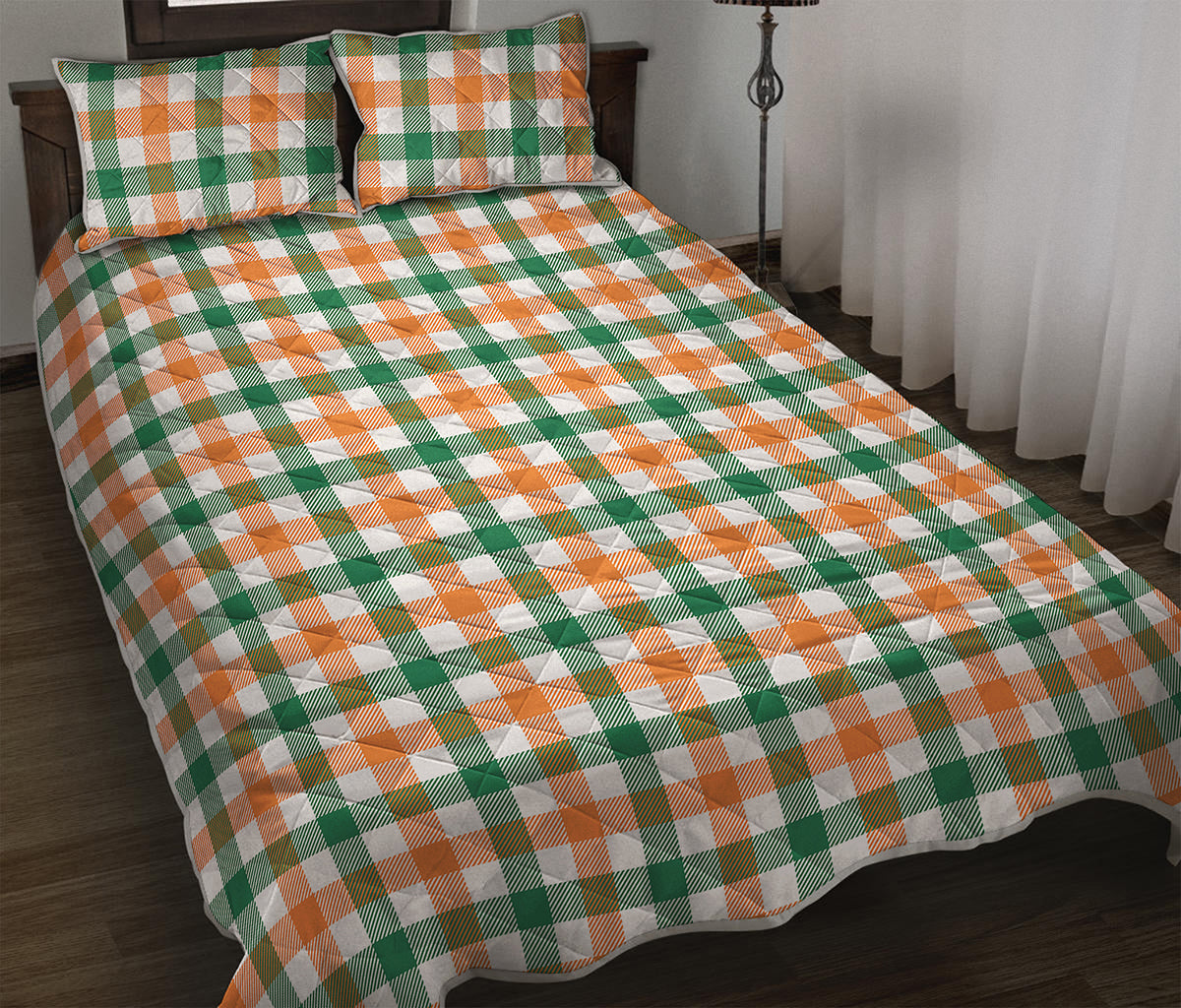 Irish Plaid St. Patrick's Day Print Quilt Bed Set