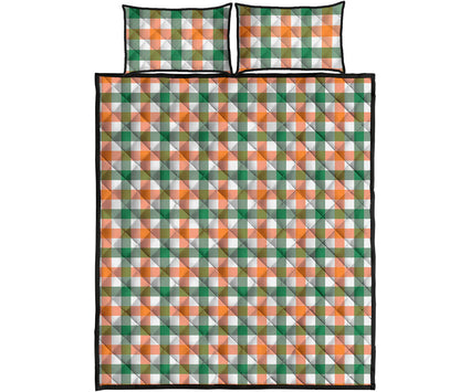 Irish Plaid St. Patrick's Day Print Quilt Bed Set