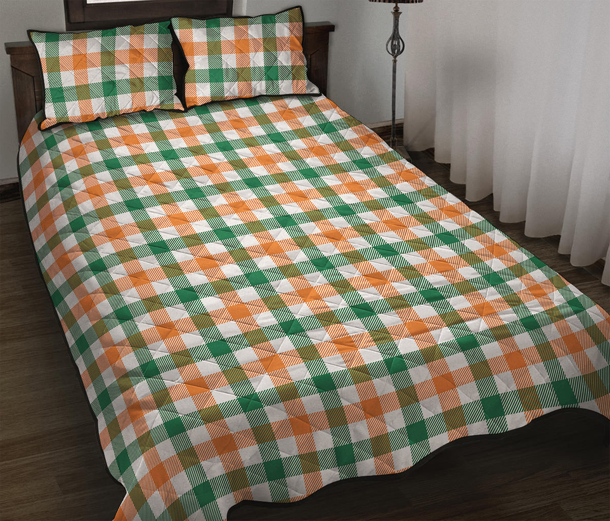 Irish Plaid St. Patrick's Day Print Quilt Bed Set