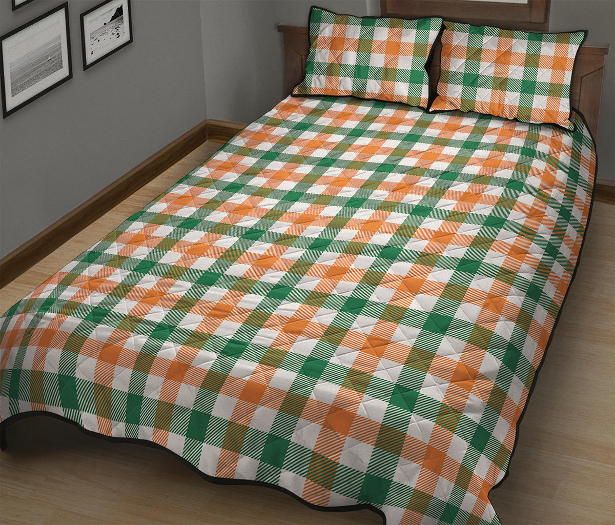Irish Plaid St. Patrick's Day Print Quilt Bed Set