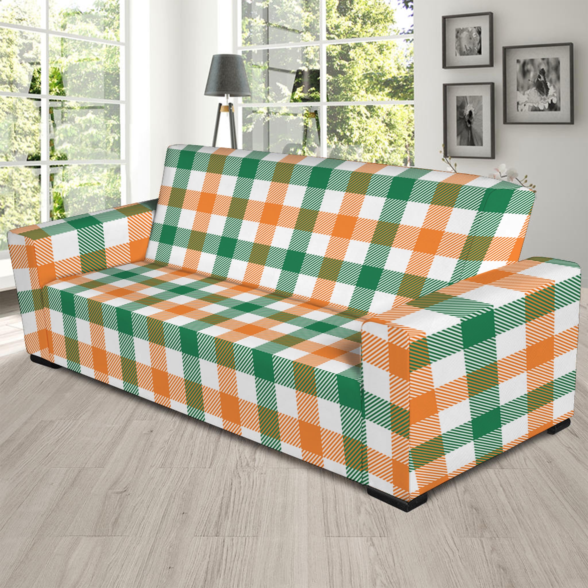 Irish Plaid St. Patrick's Day Print Sofa Slipcover