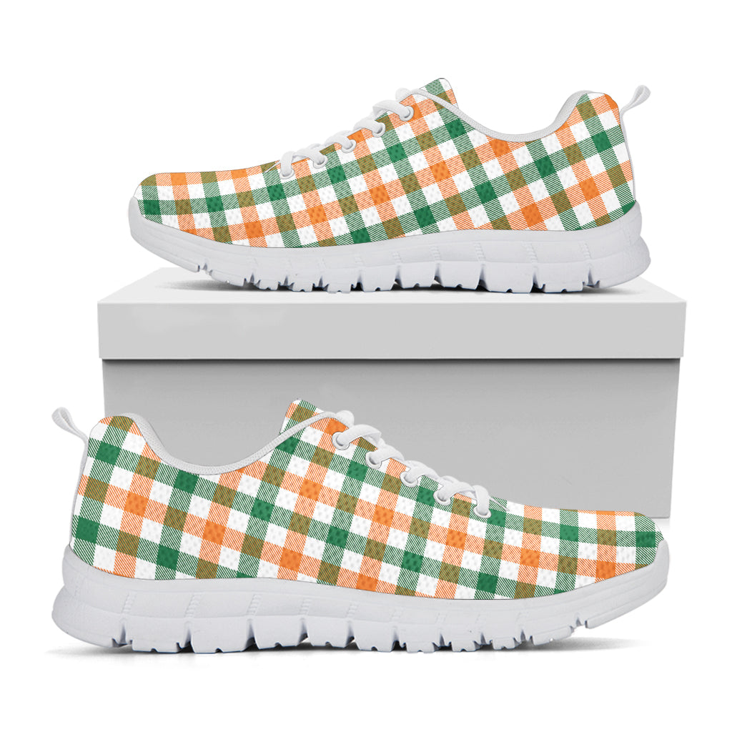 Irish Plaid St. Patrick's Day Print White Sneakers