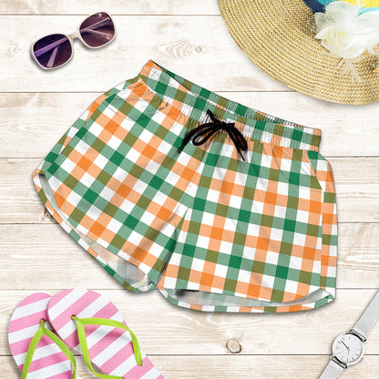 Irish Plaid St. Patrick's Day Print Women's Shorts