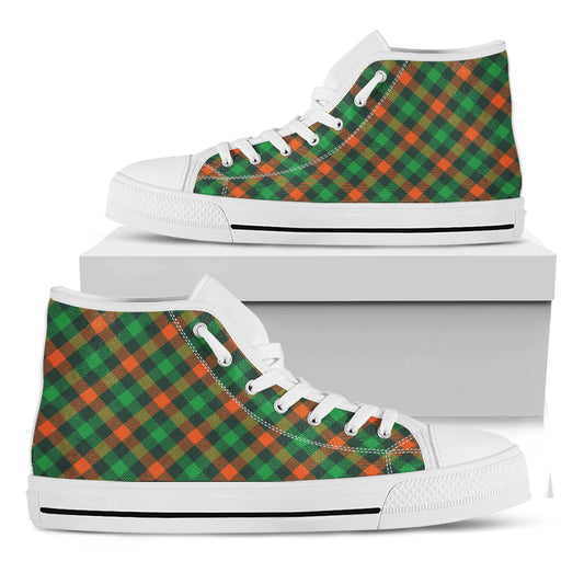 Irish Saint Patrick's Day Plaid Print White High Top Shoes