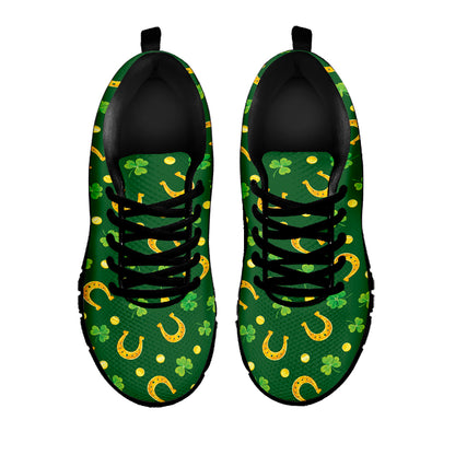 Irish Saint Patrick's Day Pattern Print Black Sneakers