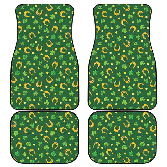 Irish Saint Patrick's Day Pattern Print Front and Back Car Floor Mats