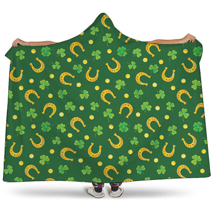Irish Saint Patrick's Day Pattern Print Hooded Blanket