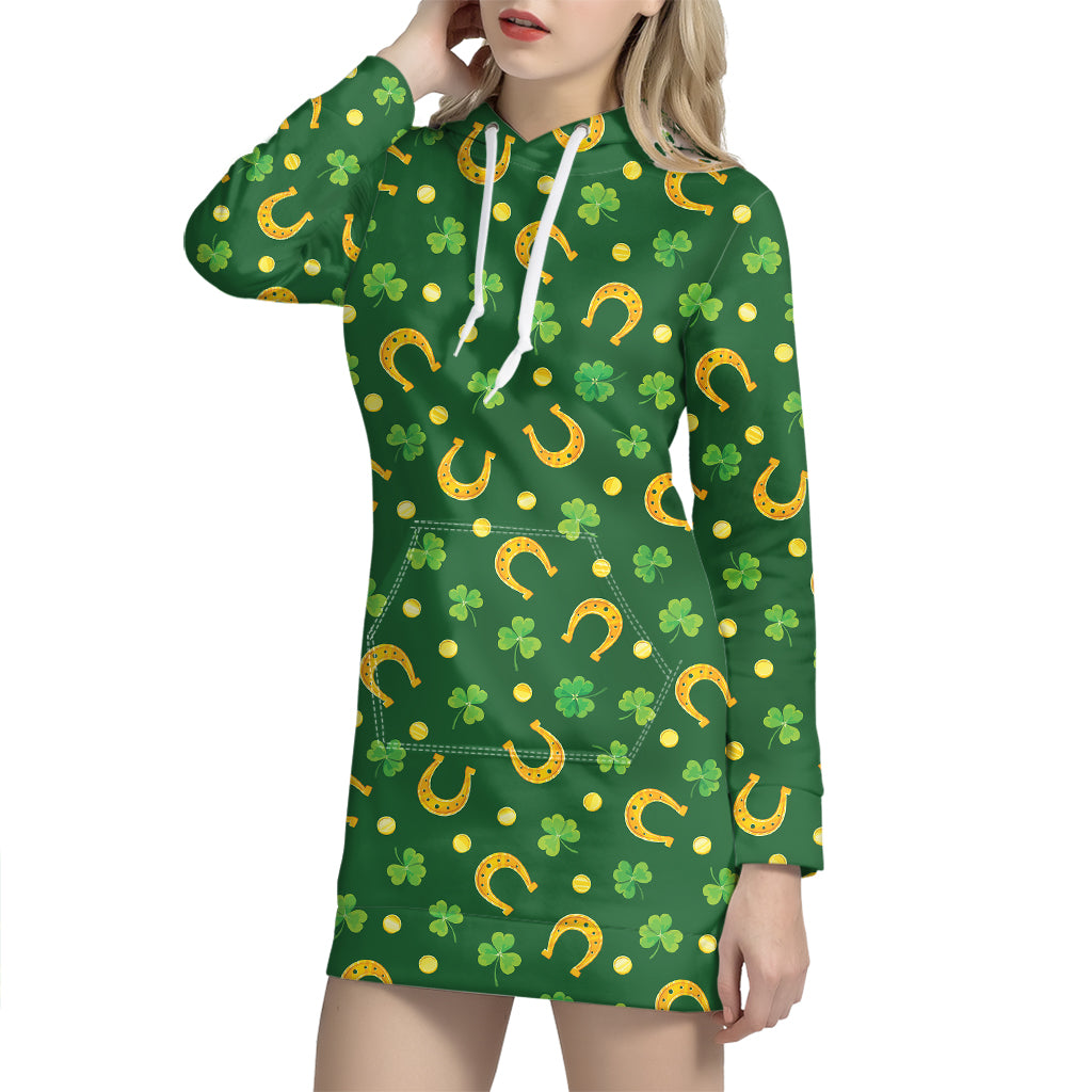 Irish Saint Patrick's Day Pattern Print Hoodie Dress