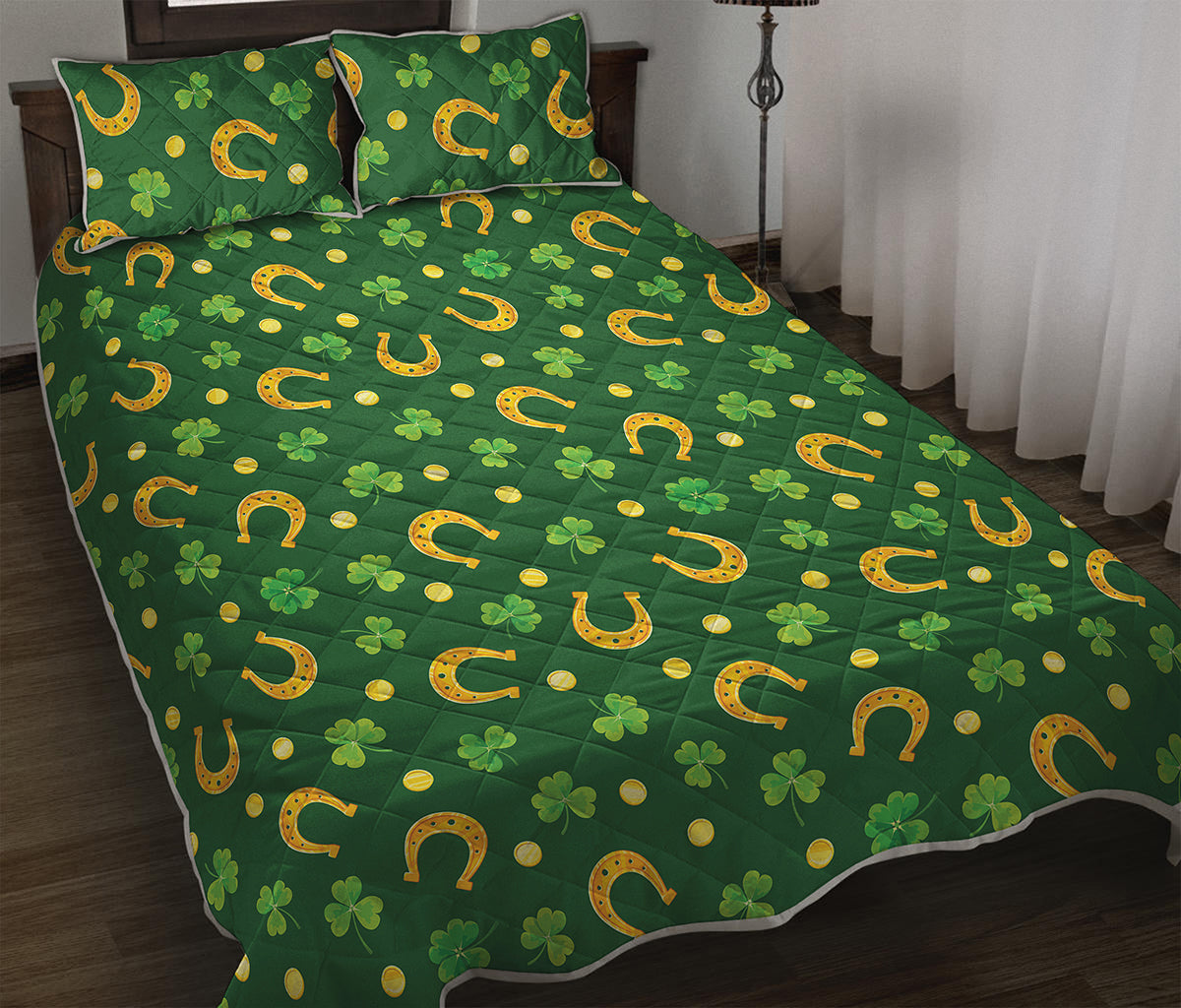 Irish Saint Patrick's Day Pattern Print Quilt Bed Set