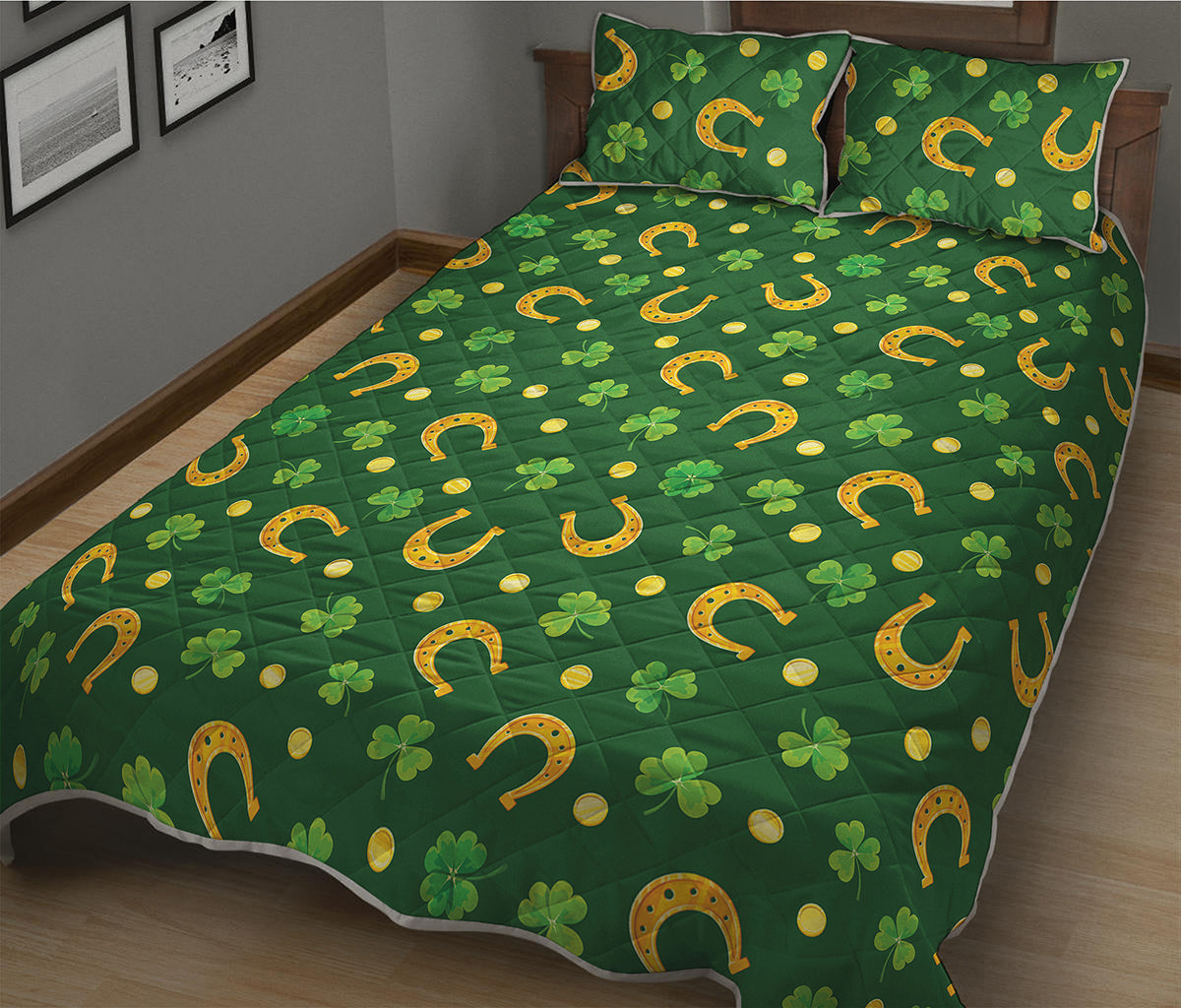 Irish Saint Patrick's Day Pattern Print Quilt Bed Set