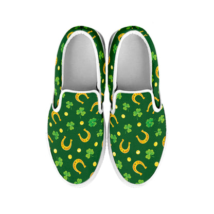 Irish Saint Patrick's Day Pattern Print White Slip On Shoes