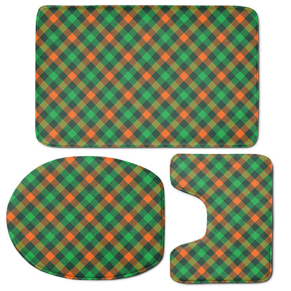 Irish Saint Patrick's Day Plaid Print 3 Piece Bath Mat Set