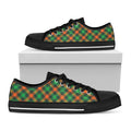 Irish Saint Patrick's Day Plaid Print Black Low Top Sneakers