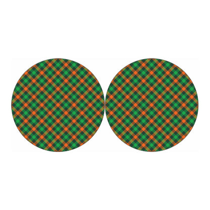 Irish Saint Patrick's Day Plaid Print Car Coasters