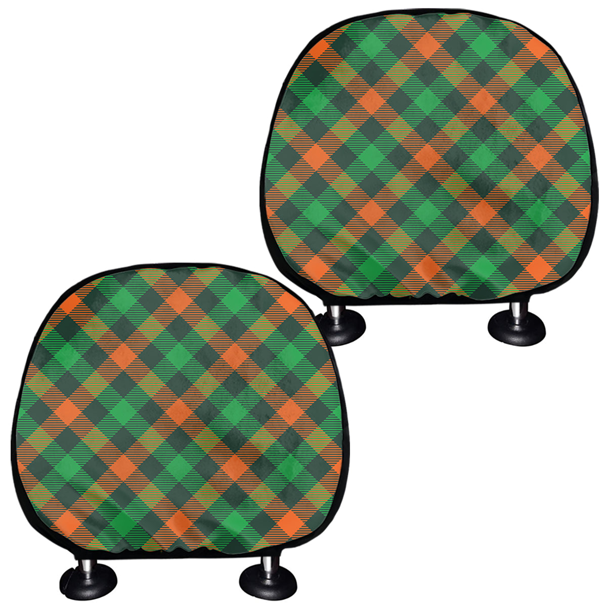 Irish Saint Patrick's Day Plaid Print Car Headrest Covers