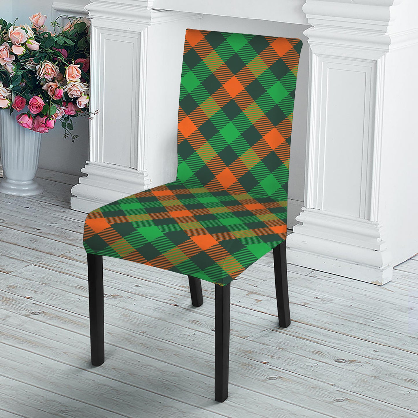 Irish Saint Patrick's Day Plaid Print Dining Chair Slipcover
