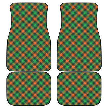 Irish Saint Patrick's Day Plaid Print Front and Back Car Floor Mats
