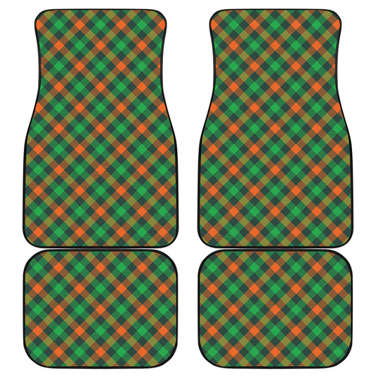 Irish Saint Patrick's Day Plaid Print Front and Back Car Floor Mats