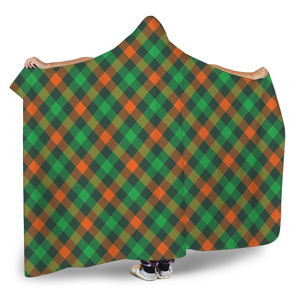 Irish Saint Patrick's Day Plaid Print Hooded Blanket