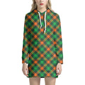Irish Saint Patrick's Day Plaid Print Pullover Hoodie Dress