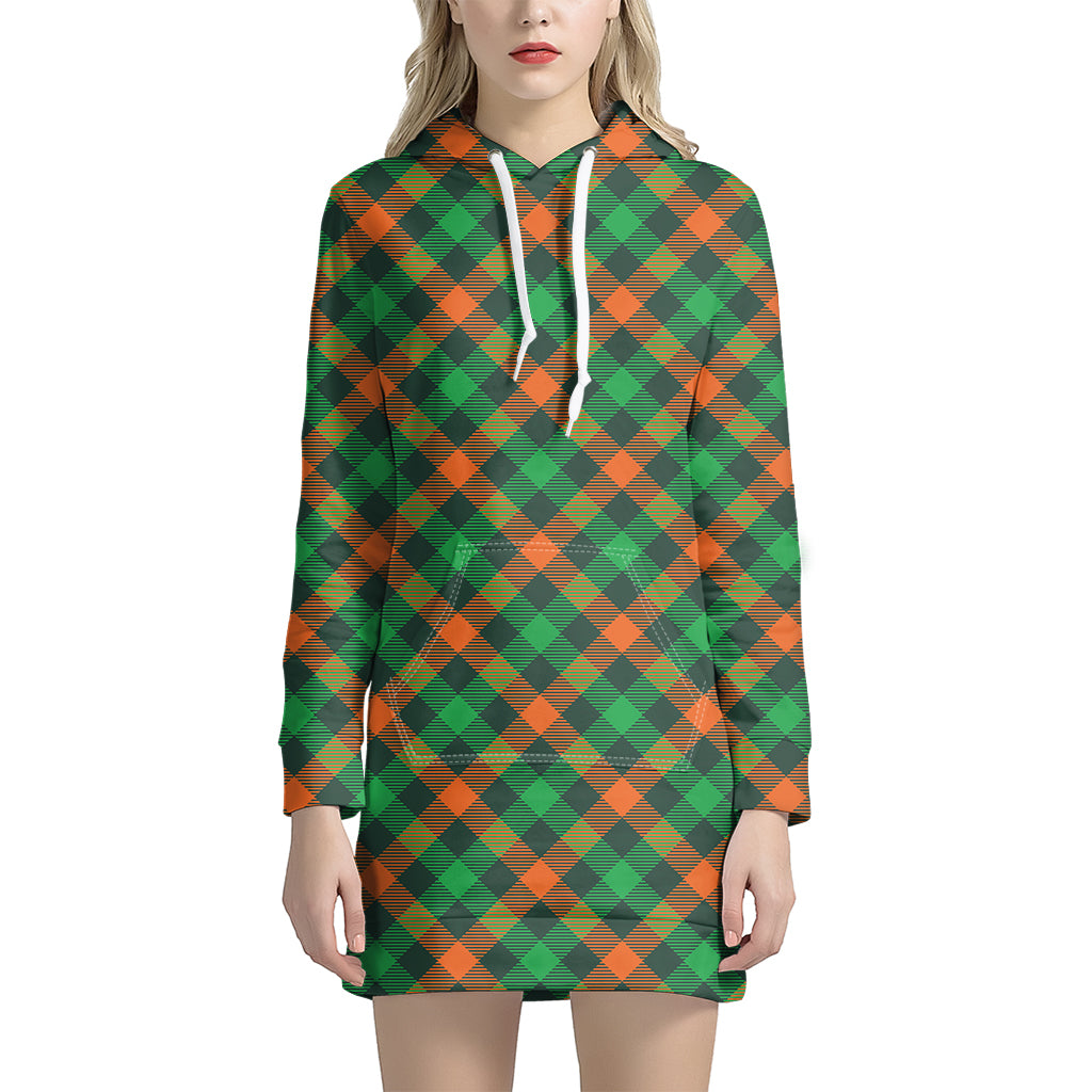 Irish Saint Patrick's Day Plaid Print Hoodie Dress