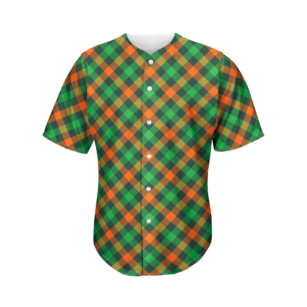 Irish Saint Patrick's Day Plaid Print Men's Baseball Jersey