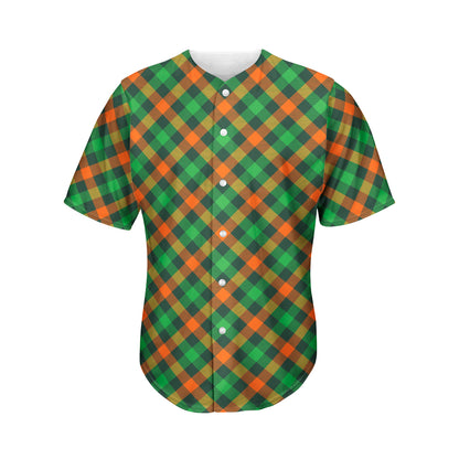 Irish Saint Patrick's Day Plaid Print Men's Baseball Jersey