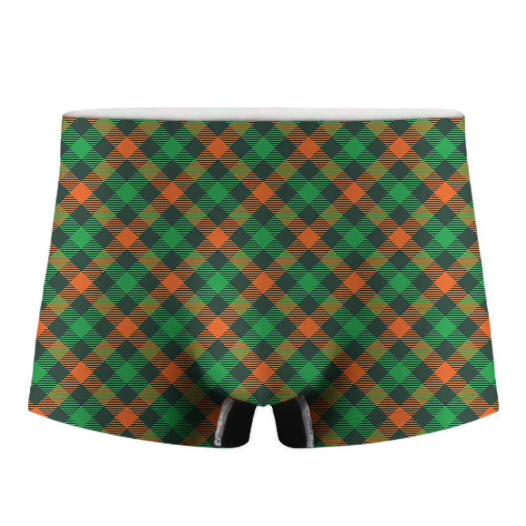 Irish Saint Patrick's Day Plaid Print Men's Boxer Briefs