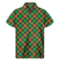 Irish Saint Patrick's Day Plaid Print Men's Short Sleeve Shirt