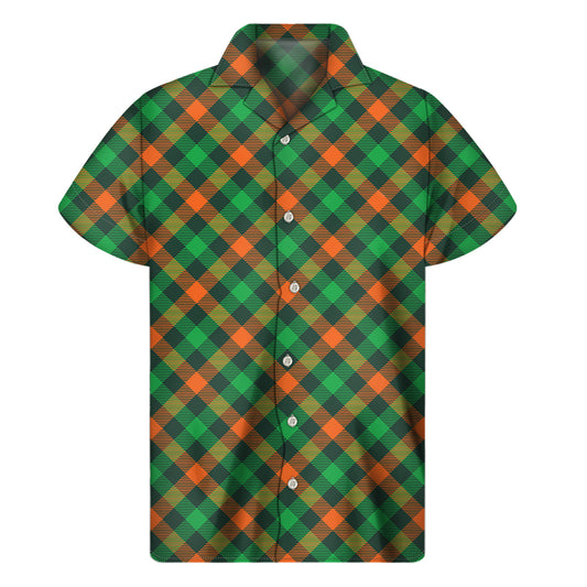 Irish Saint Patrick's Day Plaid Print Men's Short Sleeve Shirt