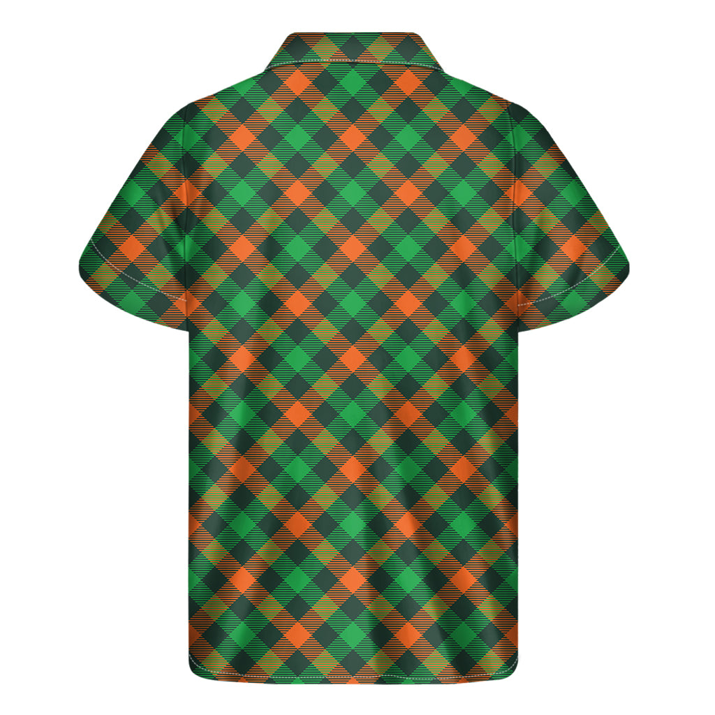 Irish Saint Patrick's Day Plaid Print Men's Short Sleeve Shirt