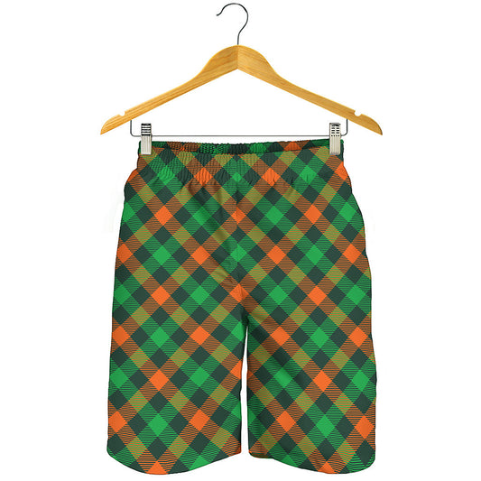 Irish Saint Patrick's Day Plaid Print Men's Shorts