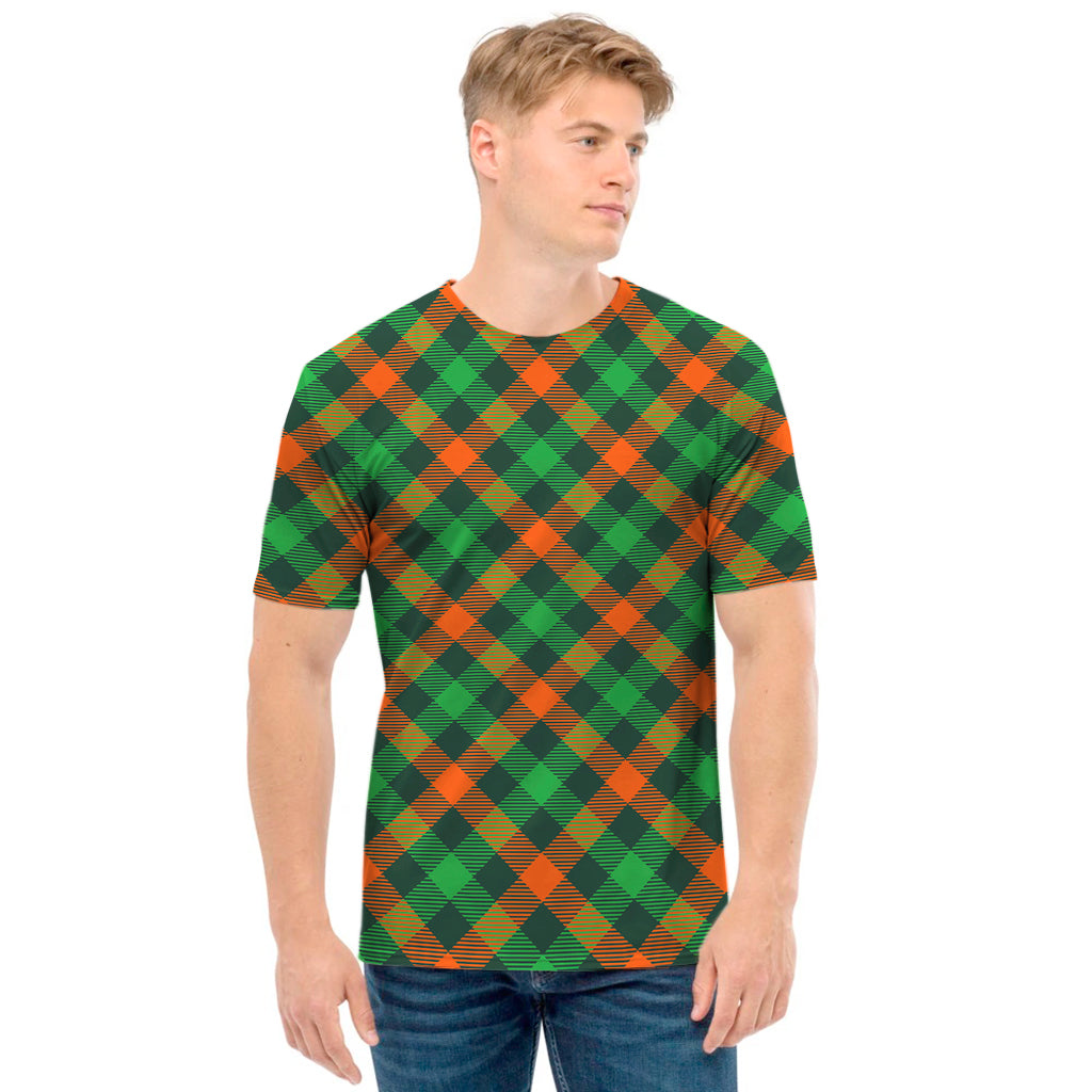 Irish Saint Patrick's Day Plaid Print Men's T-Shirt