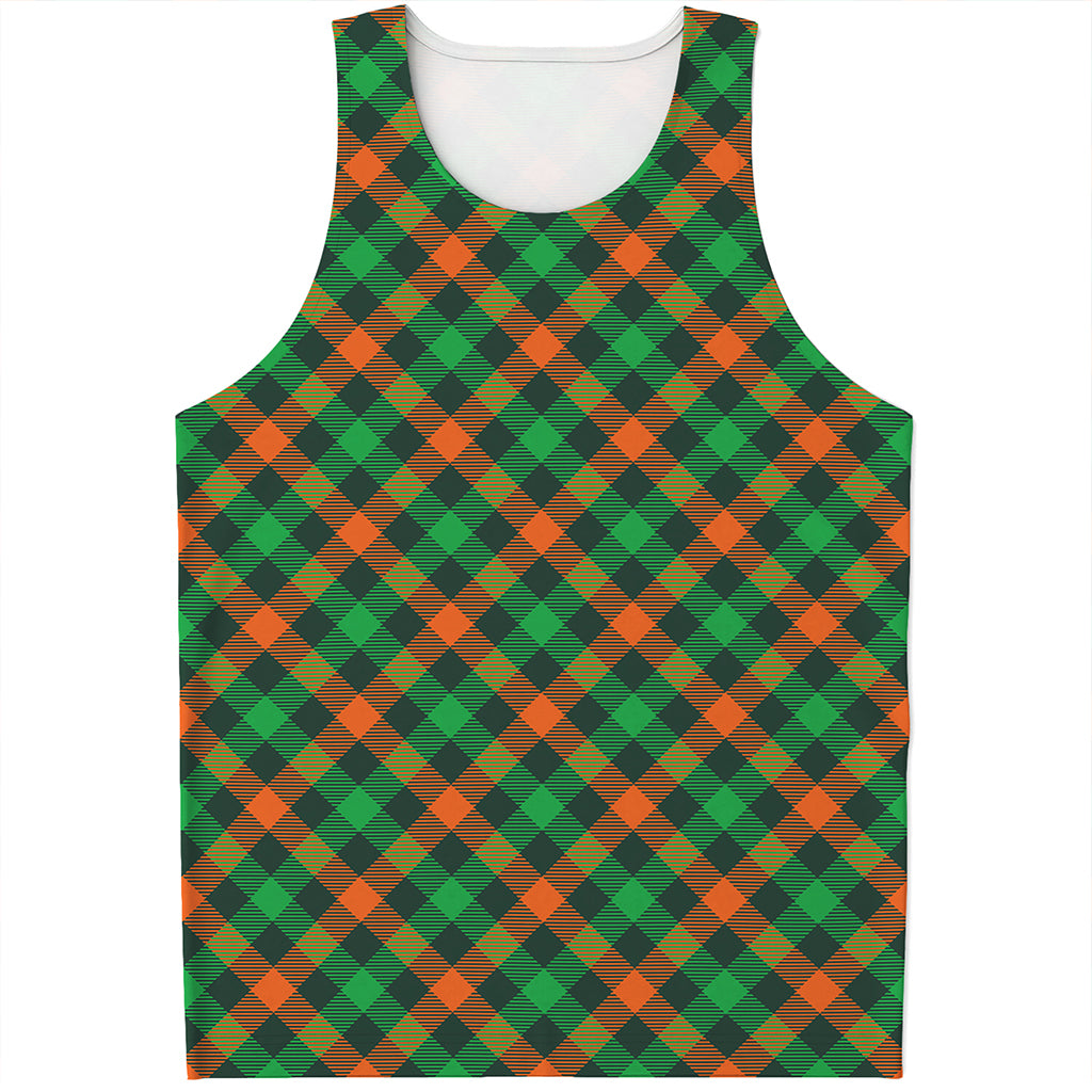 Irish Saint Patrick's Day Plaid Print Men's Tank Top