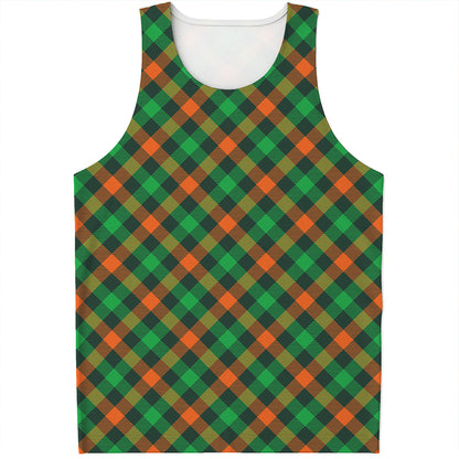Irish Saint Patrick's Day Plaid Print Men's Tank Top
