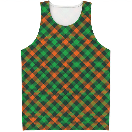Irish Saint Patrick's Day Plaid Print Men's Tank Top