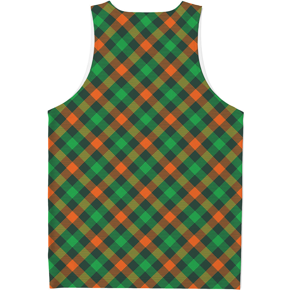 Irish Saint Patrick's Day Plaid Print Men's Tank Top