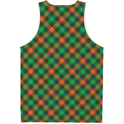 Irish Saint Patrick's Day Plaid Print Men's Tank Top