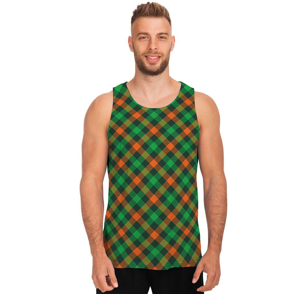 Irish Saint Patrick's Day Plaid Print Men's Tank Top