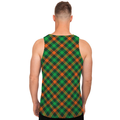 Irish Saint Patrick's Day Plaid Print Men's Tank Top