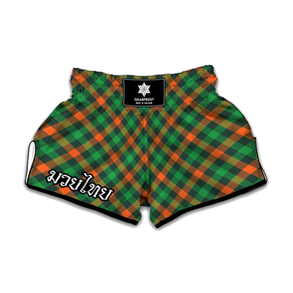 Irish Saint Patrick's Day Plaid Print Muay Thai Boxing Shorts