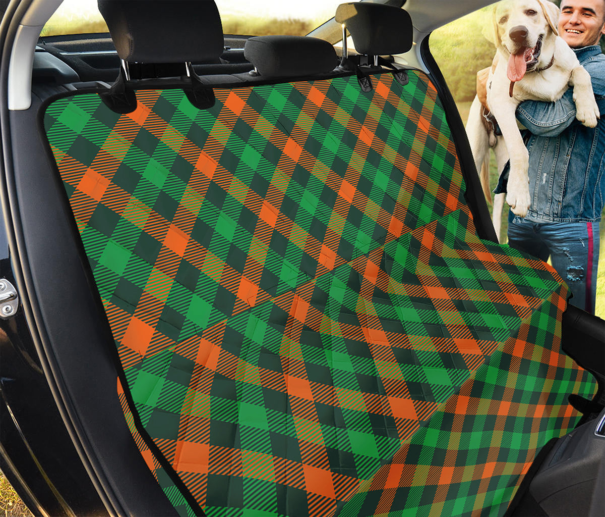 Irish Saint Patrick's Day Plaid Print Pet Car Back Seat Cover