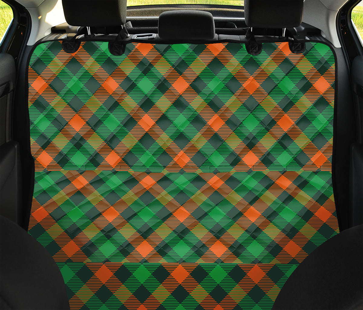 Irish Saint Patrick's Day Plaid Print Pet Car Back Seat Cover