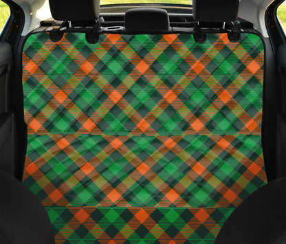 Irish Saint Patrick's Day Plaid Print Pet Car Back Seat Cover