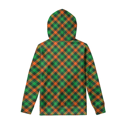 Irish Saint Patrick's Day Plaid Print Pullover Hoodie