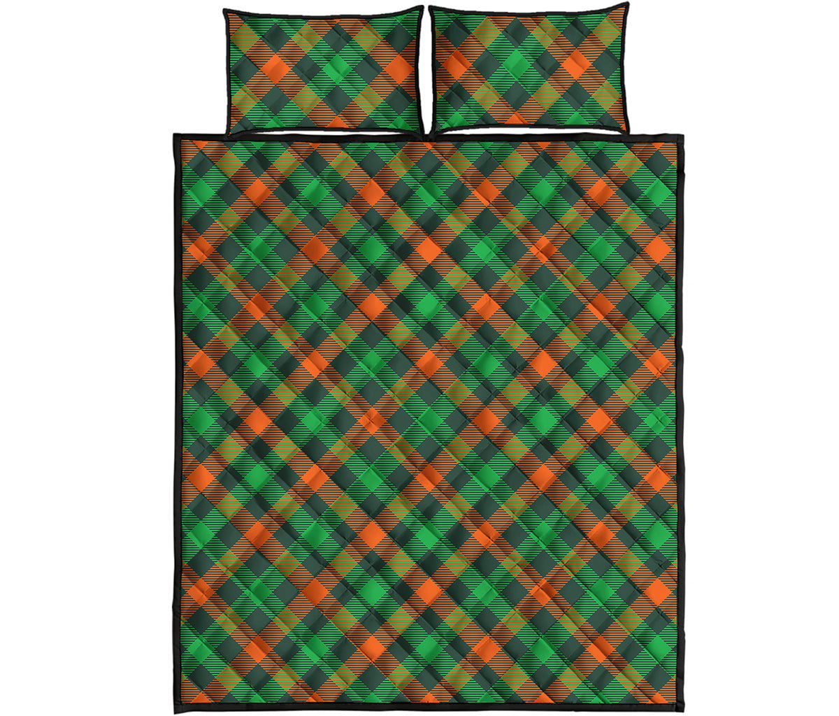 Irish Saint Patrick's Day Plaid Print Quilt Bed Set
