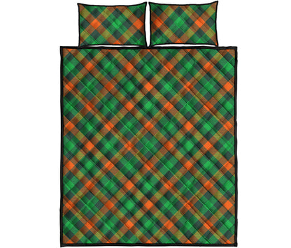 Irish Saint Patrick's Day Plaid Print Quilt Bed Set