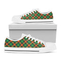 Irish Saint Patrick's Day Plaid Print White Low Top Sneakers