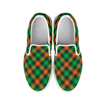Irish Saint Patrick's Day Plaid Print White Slip On Shoes