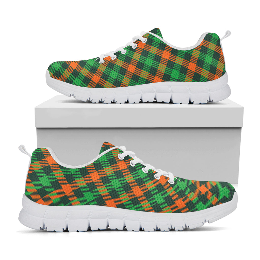 Irish Saint Patrick's Day Plaid Print White Sneakers